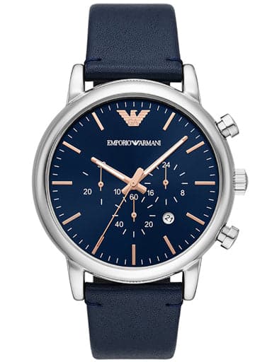 Emporio Armani Chronograph Blue Leather Watch AR11451I - Kamal Watch Company