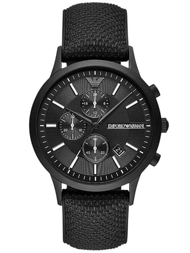 Emporio Armani Chronograph Black Silicon Backed Fabric Watch AR11457I - Kamal Watch Company