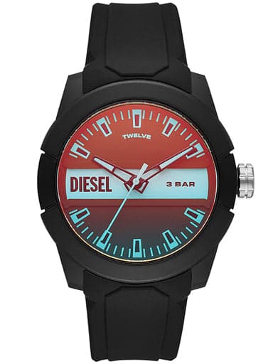 Diesel Double Up Three-Hand Black Silicone Watch DZ1982 - Kamal Watch Company