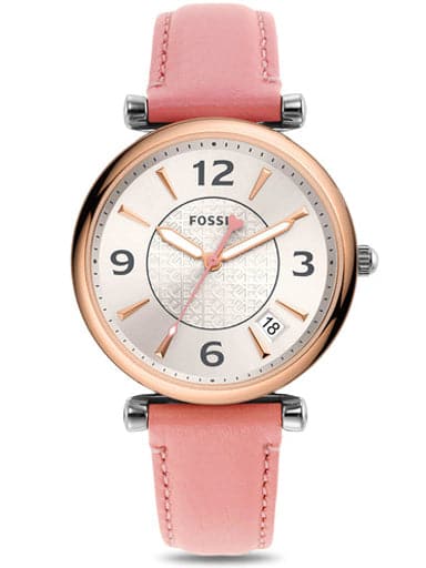 Carlie Three-Hand Date Pink Eco Leather Watch ES5160I - Kamal Watch Company