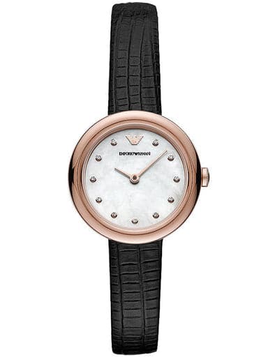 Emporio Armani Two-Hand Black Leather Watch AR11459I - Kamal Watch Company