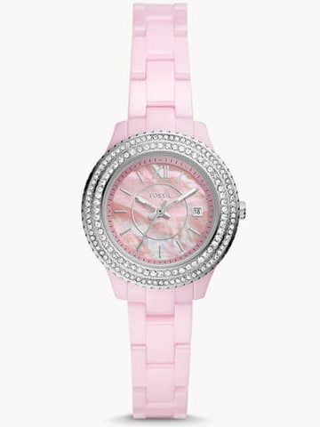 FOSSIL Stella Three-Hand Date Pink Ceramic Watch CE1117I - Kamal Watch Company