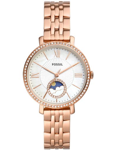 FOSSIL Jacqueline Multifunction Rose Gold-Tone Stainless Steel Watch ES5165 - Kamal Watch Company