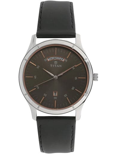 TITAN Workwear Watch with Anthracite Dial & Leather Strap NP1767SL02 - Kamal Watch Company