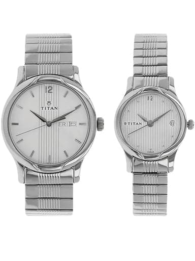Titan Bandhan Silver Dial Silver Stainless Steel Strap Watches NP15802490SM03 - Kamal Watch Company