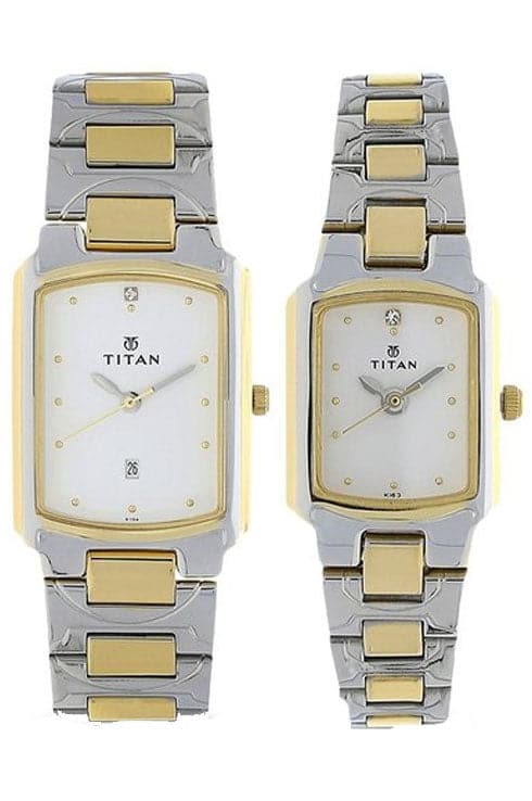 Titan White Dial Golden Stainless Steel Strap Watches NP19552955BM01 - Kamal Watch Company