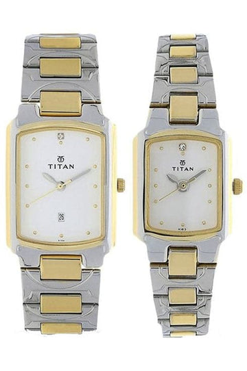 Titan White Dial Golden Stainless Steel Strap Watches NP19552955BM01 - Kamal Watch Company