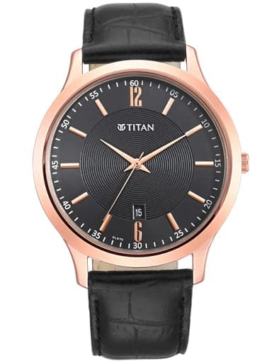 TITAN Black Dial Leather Strap Watch NP1825WL03 - Kamal Watch Company