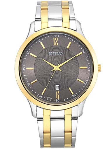 TITAN Dark Brown Dial Metal Strap Watch 1825BM01 - Kamal Watch Company