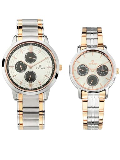 Titan Bandhan Two-Tone Stainless Steel Pair Watches NP17692589KM01 - Kamal Watch Company