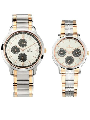 Titan Bandhan Two-Tone Stainless Steel Pair Watches NP17692589KM01 - Kamal Watch Company