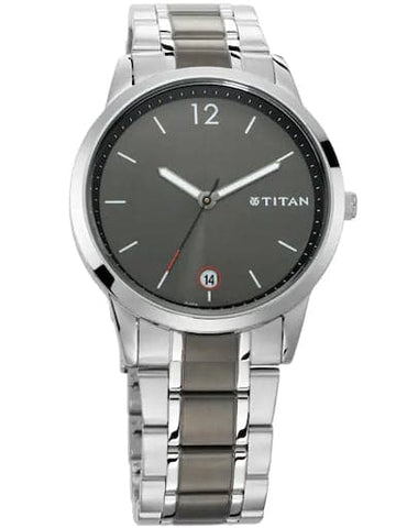 Titan Work Wear Anthracite Dial Stainless Steel Strap Men's Watch NN1806KM01 - Kamal Watch Company