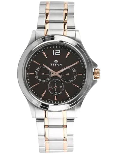 Titan Work Wear Brown Dial Stainless Steel Strap Men's Watch NP1698KM01 - Kamal Watch Company