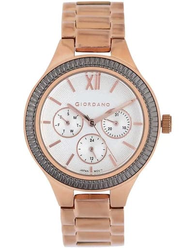 Giordano Womens White Dial Metallic Multi Function Watch GD-2055-EE - Kamal Watch Company