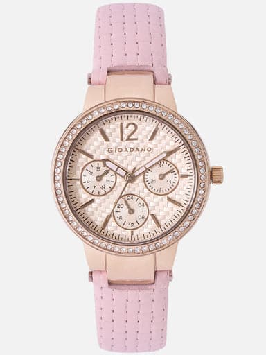 Giordano Womens Multi-Function Pink Dial Leather Watch 2890-04 - Kamal Watch Company