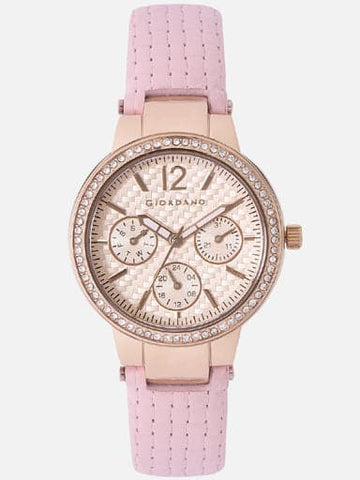 Giordano Womens Multi-Function Pink Dial Leather Watch 2890-04 - Kamal Watch Company