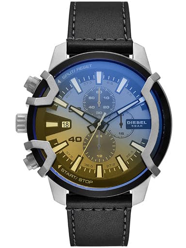Diesel Griffed Chronograph Black Leather Watch DZ4584I - Kamal Watch Company