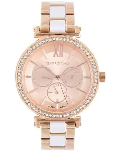Giordano Analog Rose Gold Dial Women's Watch with Rose Gold Band GD-2075-11 - Kamal Watch Company