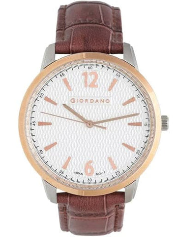 Giordano Mens Analogue Off White Dial Leather Watch 1965-04 - Kamal Watch Company