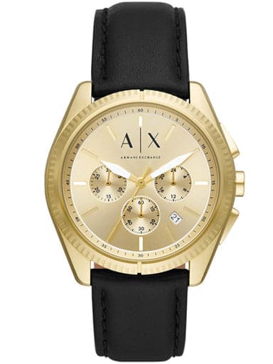 Armani Exchange Chronograph Black Leather Watch Ax2861I