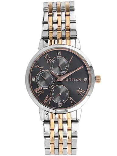 Titan Anthracite Dial Two Tone Stainless Steel Strap Watch NP2569KM03 - Kamal Watch Company