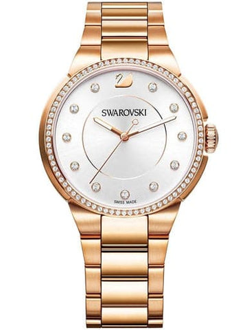 SWAROVSKI CITY 38MM QTZ SILVER DIAL ROSE GOLD BRACELET WATCH 5181642 - Kamal Watch Company
