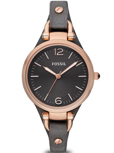 FOSSIL Georgia Smoke Leather Watch ES3077I - Kamal Watch Company