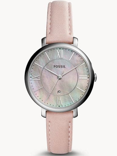 FOSSIL Jacqueline Three-Hand Date Blush Leather Watch ES4151 - Kamal Watch Company
