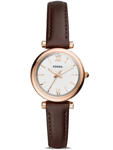 FOSSIL Carlie Mini Three-Hand Brown Leather Watch ES4472I - Kamal Watch Company