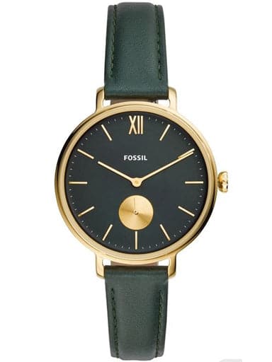 FOSSIL Kalya Three-Hand Dark Green Leather Watch ES4662I - Kamal Watch Company