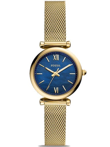 FOSSIL Carlie Mini Three-Hand Gold-Tone Stainless Steel Mesh Watch ES5020I - Kamal Watch Company
