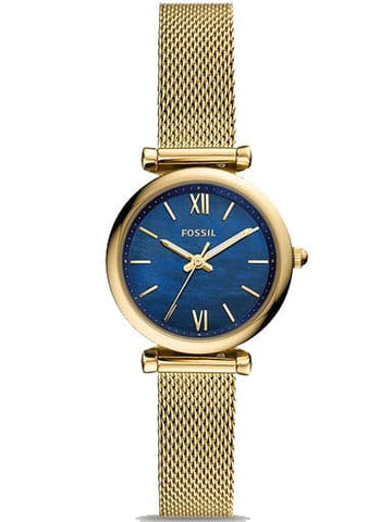 FOSSIL Carlie Mini Three-Hand Gold-Tone Stainless Steel Mesh Watch ES5020I - Kamal Watch Company