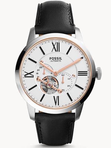 FOSSIL Townsman Automatic Black Leather Watch ME3104I - Kamal Watch Company