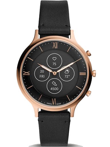 FOSSIL Hybrid Smartwatch HR Charter Black Leather FTW7011 - Kamal Watch Company