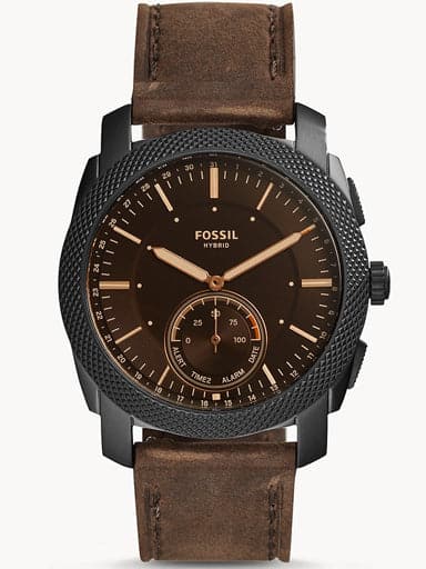 FOSSIL Hybrid Smartwatch Machine Dark Brown Leather FTW1163 - Kamal Watch Company