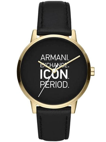 Armani Exchange Three-Hand Black Leather Watch AX2741I - Kamal Watch Company