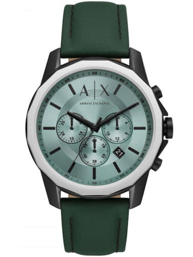 Armani Exchange Chronograph Green Leather Watch Ax1725I