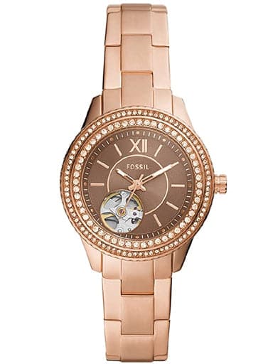 FOSSIL Stella Automatic Rose Gold-Tone Stainless Steel Watch ME3211 - Kamal Watch Company