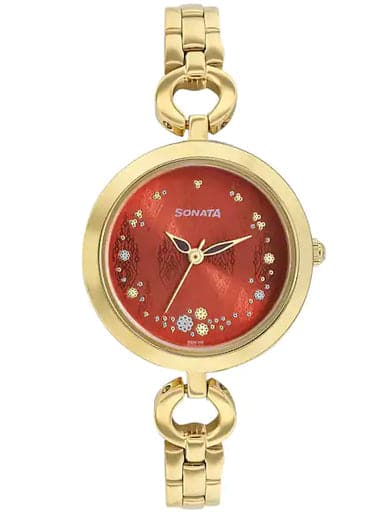 SONATA Rust Dial Stainless Steel Strap Watch 8147YM07 - Kamal Watch Company