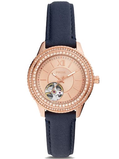 Fossil Stella Automatic Navy Eco Leather Watch Me3212