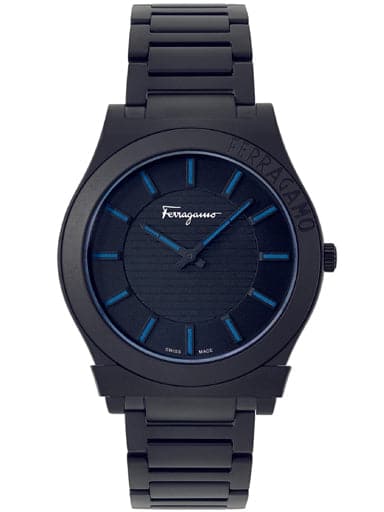 Salvatore Ferragamo Men's Gancini Quartz Analog Black Stainless Steel Bracelet Watch SFMP00622 - Kamal Watch Company
