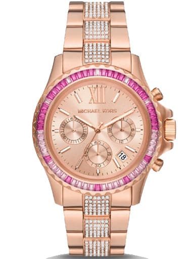 Michael Kors Everest Chronograph Rose Gold-Tone Stainless Steel Watch MK7211 - Kamal Watch Company