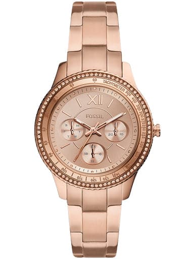 Fossil Stella Sport Multifunction Rose Gold-Tone Stainless Steel Watch ES5106 - Kamal Watch Company