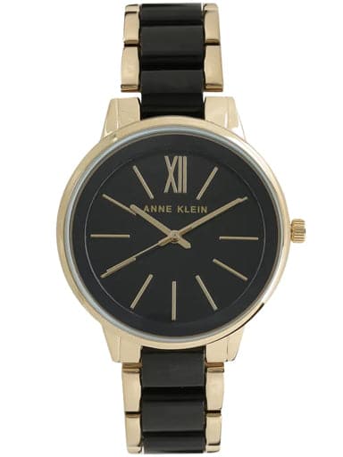 ANNE KLEIN Black Dial Two Toned Ceramic Strap Watch AK1412BKGB - Kamal Watch Company