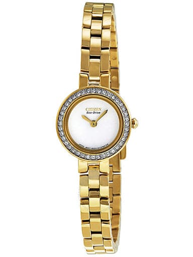 CITIZEN Silhouette Eco-Drive White Dial Gold-Tone Stainless Steel Ladies Watch EX1082-51A - Kamal Watch Company