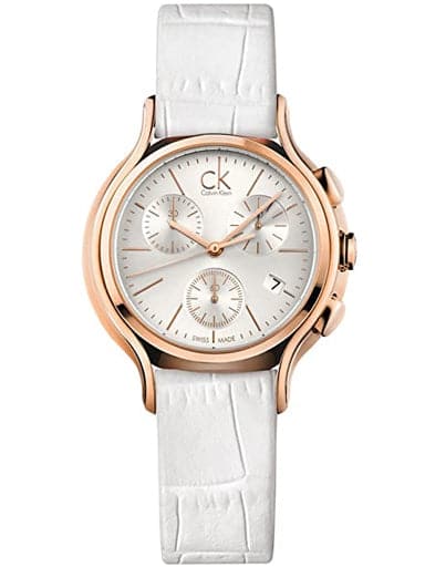 Calvin Klein Skirt Chronograph Quartz White Dial Ladies Watch K2U296L6 - Kamal Watch Company