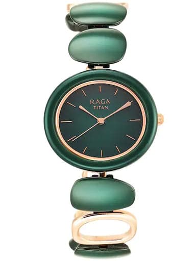 TITAN Raga Green Dial Metal Strap Watch 95146KD02 - Kamal Watch Company