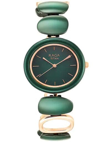 TITAN Raga Green Dial Metal Strap Watch 95146KD02 - Kamal Watch Company