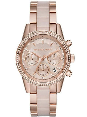 Michael Kors Women's Ritz Chronograph Rose Gold-Tone Steel Watch MK6307I - Kamal Watch Company