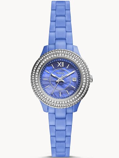 FOSSIL Stella Three-Hand Date Blue Ceramic Watch CE1120I - Kamal Watch Company